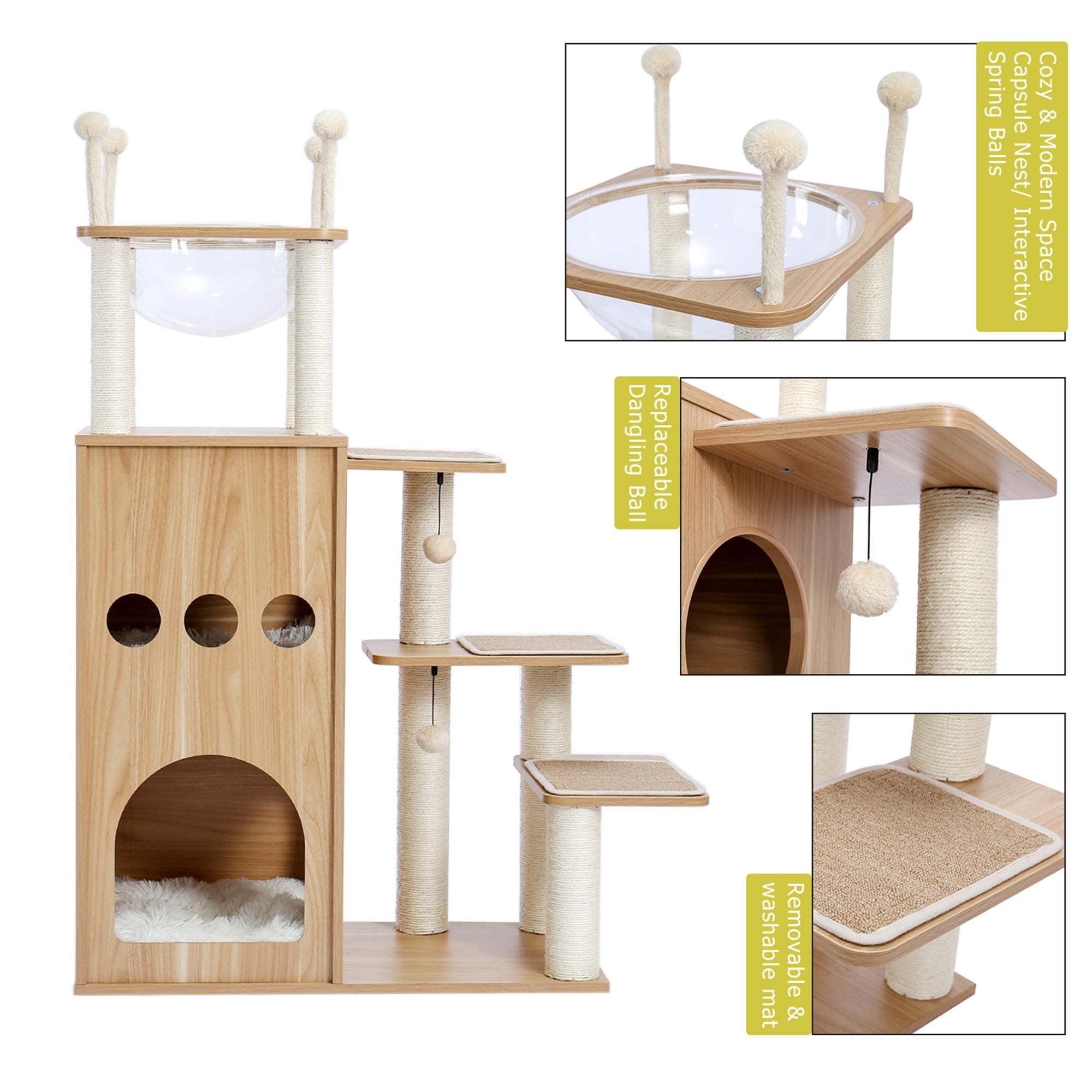 Canddidliike Large Cat Tower Condos with Platform and Pet Hammock for Cat Kittens Canddidliike Large Cat Tower Condos with Platform and Pet Hammock for Cat Kittens