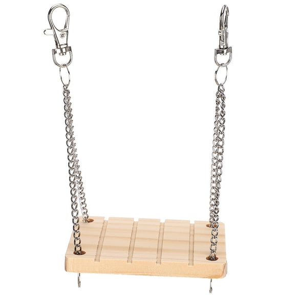 Suodoka Natural Wood & Stainless Steel Pet Swing & Hanging Bed – Anti‑Slip, Easy‑Install, Cozy Exercise Toy for Hamsters, Chickens & Small Pets