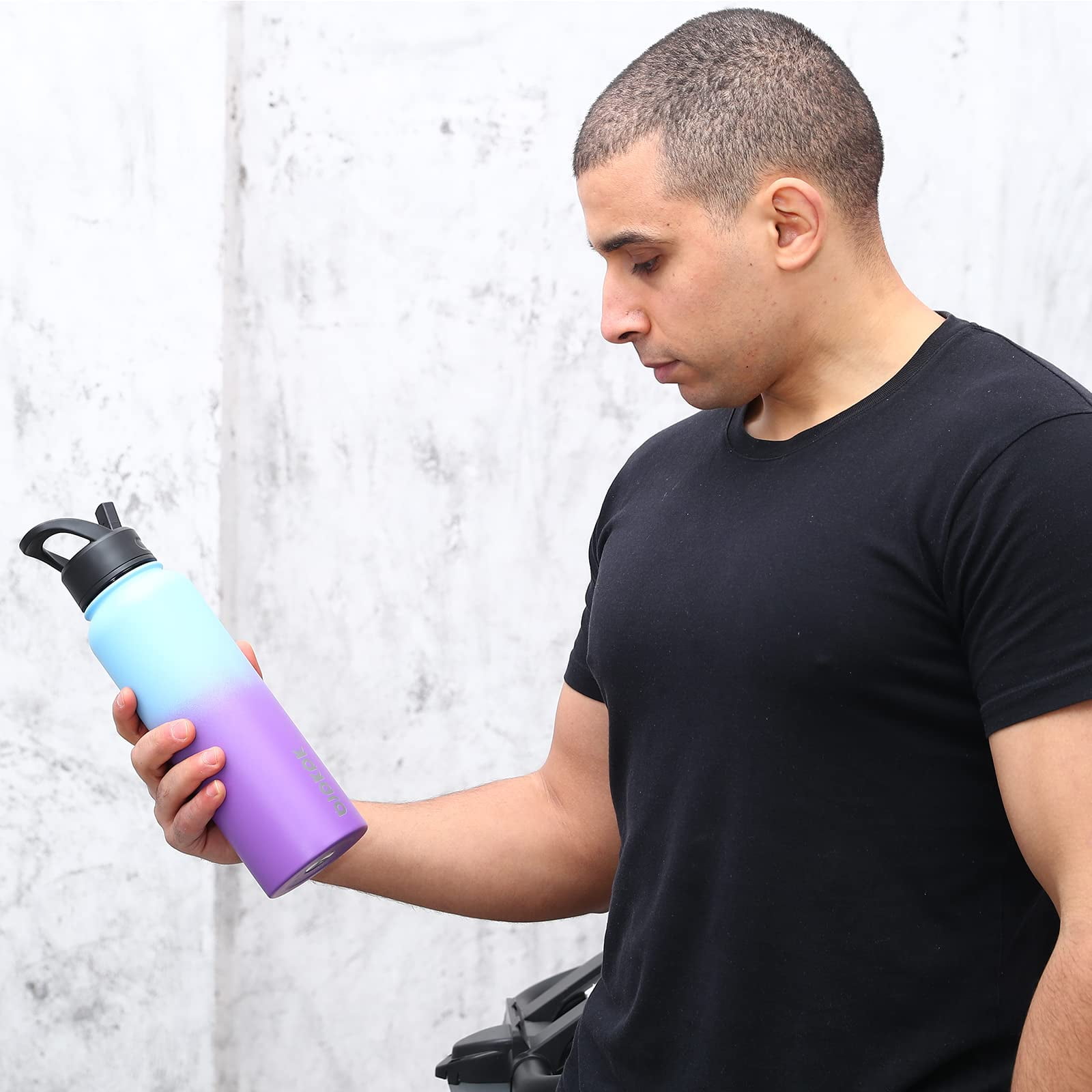 BJPKPK Insulated Water Bottles with Straw Lid, 40oz Stainless Steel Water Bottles with 3 Lids, Large Metal Water Bottle, BPA Free Leakproof Thermos Water Bottle for Sports & Gym- Ocean
