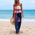 thumbnail image 3 of Iaqnaocc 4th Of July Outfits for Women American Flag Stars Jumpsuits for Women Party Freedom Sleeveless Wide Leg Summer Adjustable Strap Plus Size Jumpsuits Rompers Royal Blue 2XL, 3 of 4