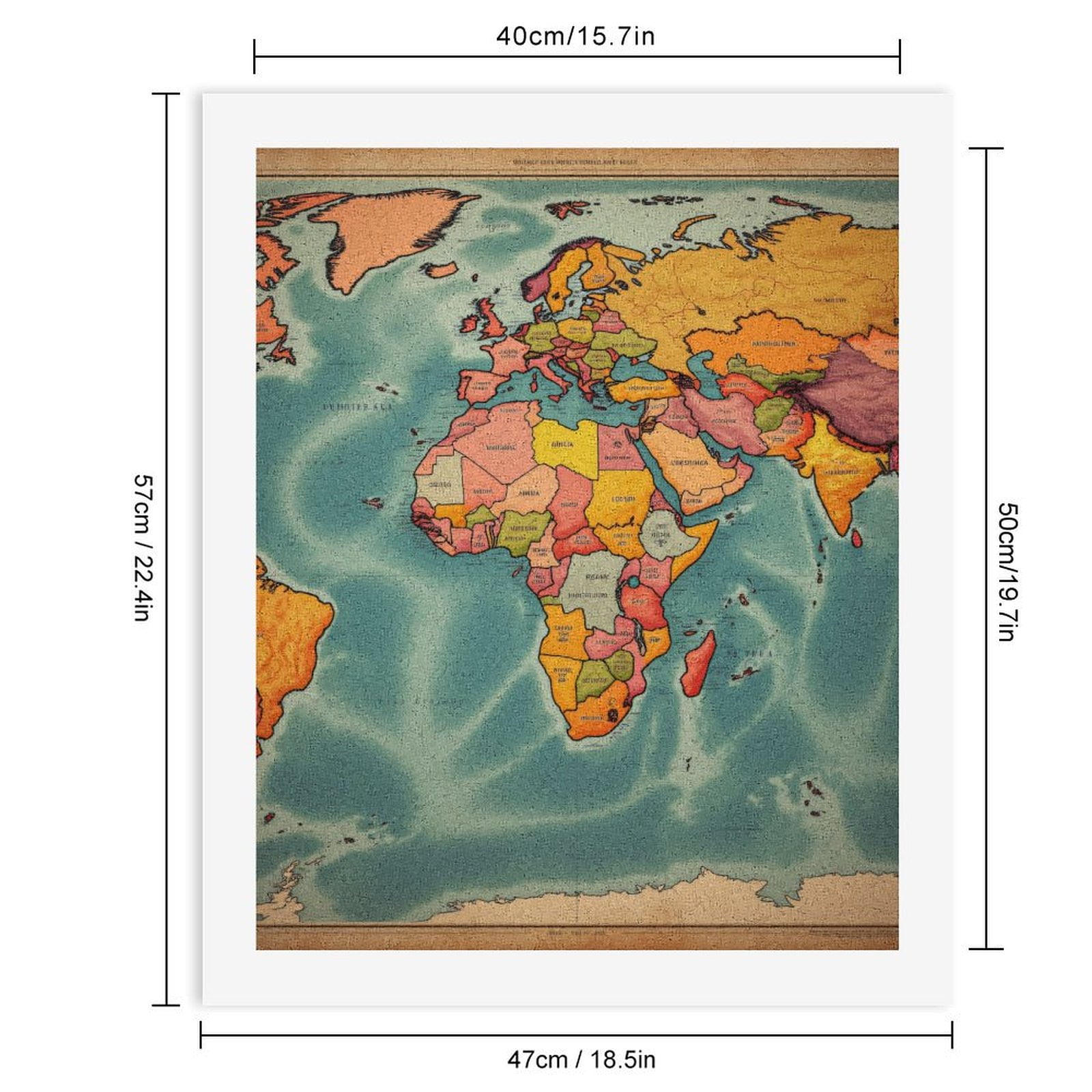 Paint by Numbers Kit for Adults, Map Vintage Style Africa Europe Paint by Numbers, Easy Paint by Numbers Kit for Adults Beginner, DIY Adult Paint by Number Kits on Canvas, 12x16in Home Decor