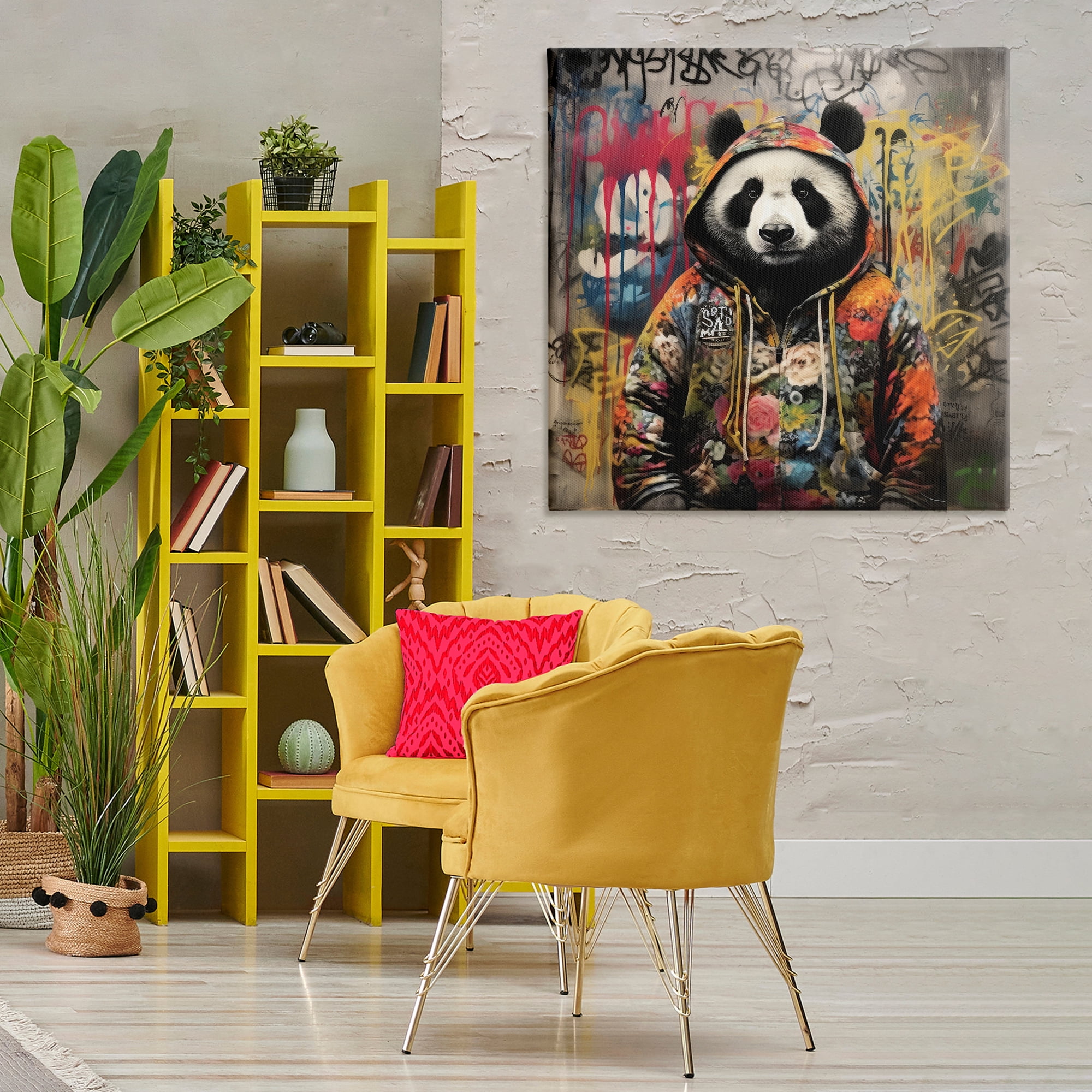 Stupell Industries Urban Graffiti Panda Animals & Insects Painting Gallery Wrapped Canvas Art Print Wall Art, 36 x 36