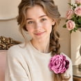 thumbnail image 6 of Rose Flower Hair Claw Clip - Large Camellia Satin Fabric Hair Accessories, Elegant Solid Color Floral Jaw Clip, Strong Hold Non Slip Grip, Fancy Twist up Style, Wedding Prom Party Makeup Organizers, 6 of 9