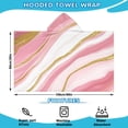 thumbnail image 2 of Pink White Gold Marble Pattern Hooded Bath Towel，60"x35" for Ages 3 To 12 Kids, Quick Dry Lightweight Soft Microfiber Hood Beach Towel Cover Up for Kids, 2 of 7