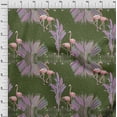 thumbnail image 4 of oneOone Cotton Jersey Forest Green Fabric Tropical Flamingo Dress Material Fabric Print Fabric By The Yard 58 Inch Wide, 4 of 4