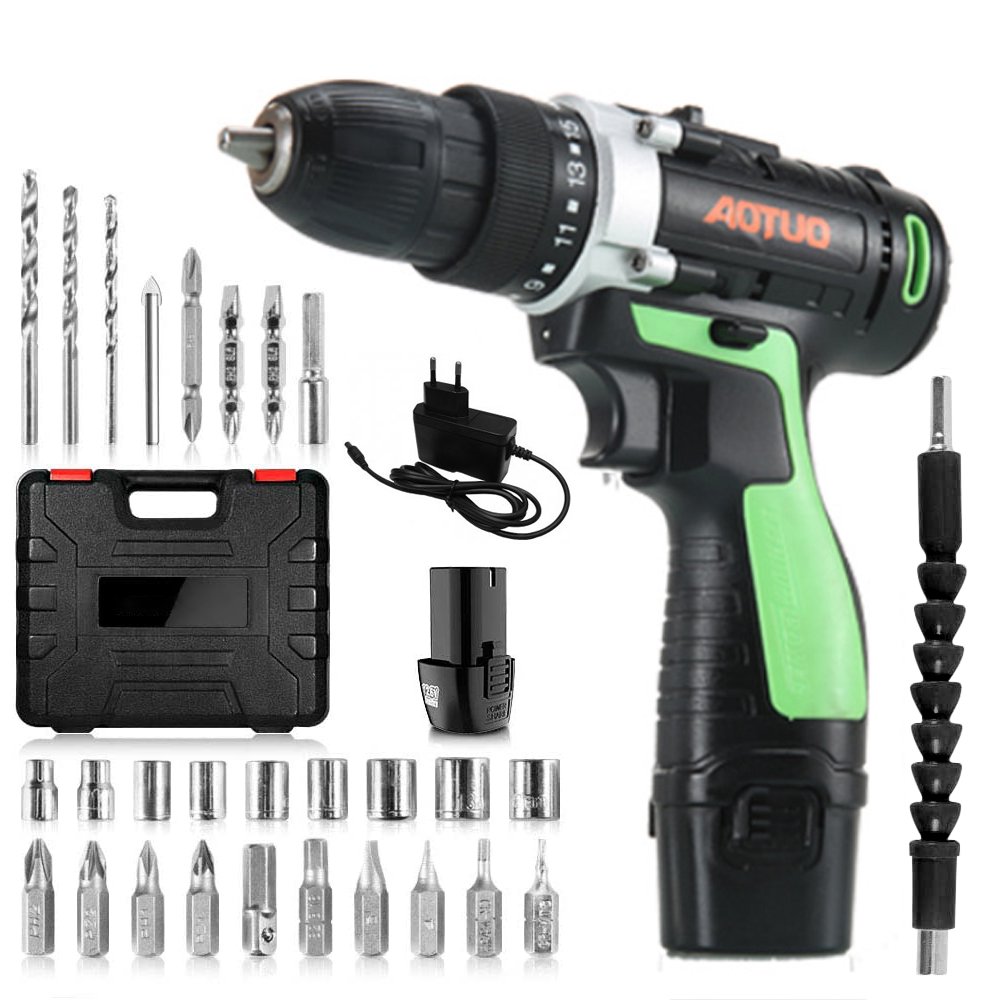 Cordless Drill Set, 12V Cordless Drill with Battery and Charger, 2