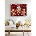 thumbnail image 5 of Merry Christmas Canvas Print Wall Art Xmas Cute Gingerbread Man White Gold Winter Snowflakes Red Plaid Pictures Painting Morden Artwork for Living Room Bedroom, Ready to Hang - 12"x16", 5 of 6
