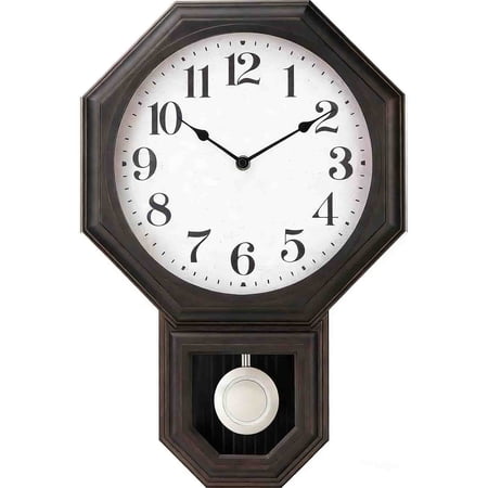 Pendulum Wall Clocks for Living Room Decor, Large Schoolhouse Regulator Clock with Pendulum, Oil Rubbed Bronze Black Plastic