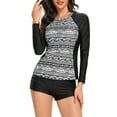 thumbnail image 2 of Women's 2Pcs Bathing Suits Floral Long Sleeve Tops + Shorts Modest Swimsuits - 2XL US (18-20), 2 of 7