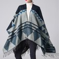 thumbnail image 4 of Las mujeres de punto mantón del poncho de imitación de la cachemira El modelo geométrico de la borla Tomshoo Aqua, 4 of 7