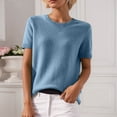 thumbnail image 2 of Oversized Sweaters for Women Solid Color Casual Crew Neck Knit Tops Loose Short Sleeve Sweater Blend Knitwear, 2 of 5