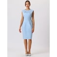thumbnail image 3 of DARING DIVA Pleated Neck Pencil Sheath Dress XL Light Blue, 3 of 6