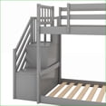 thumbnail image 3 of Twin Over Twin Bunk Bed with Convertible Slide & Stairway - Solid Wood & MDF, Space-Saving Gray Finish for Second Bedroom, 3 of 13