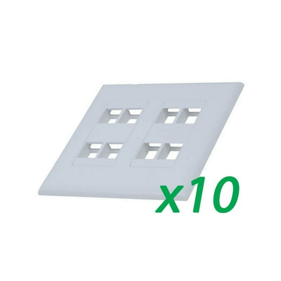 10X White 2-Gang Screwles Decora Wall Plate Cover w/ 4-Port Keystone Jack Insert