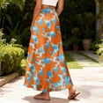 thumbnail image 5 of LWavelet Women Abstract Camo Print Maxi Skirt Elastic Waist With Pockets Casual Long Skirt Orange M, 5 of 5