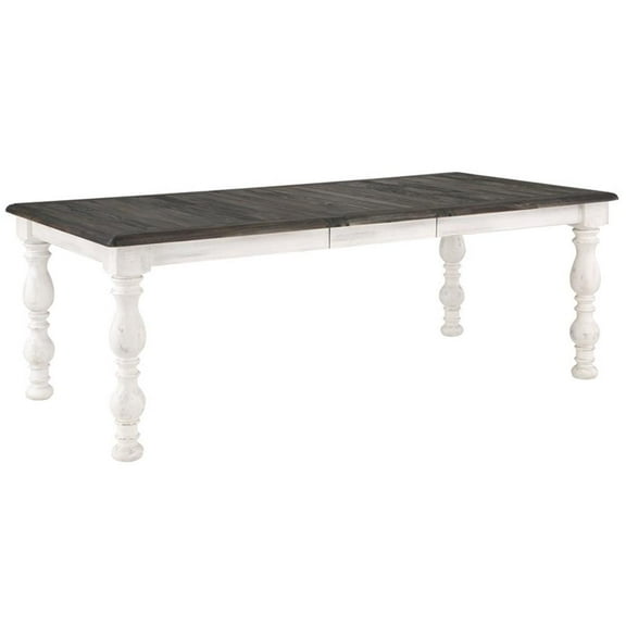 Pemberly Row Contemporary Weathered White 84 in. Wood Dining Table
