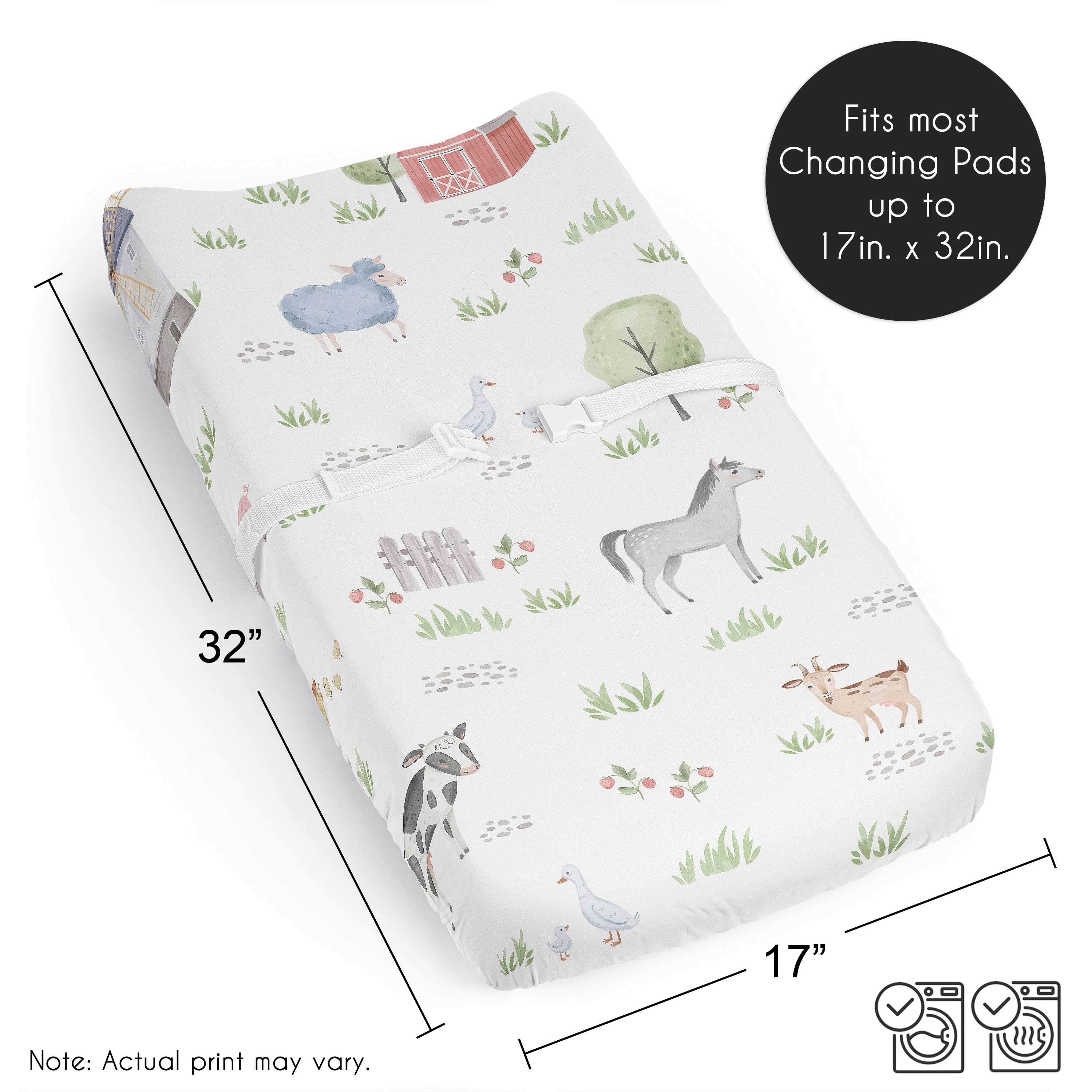 Sweet Jojo Designs Farm Animals Multicolor Changing Pad Cover Sheet