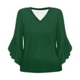 thumbnail image 5 of Yubnlvae Green Blouses for Women Casual 3/4 Length Sleeve Womens Tops V Neck Tshirts Shirts with Flared Sleeve, Xl, 5 of 5