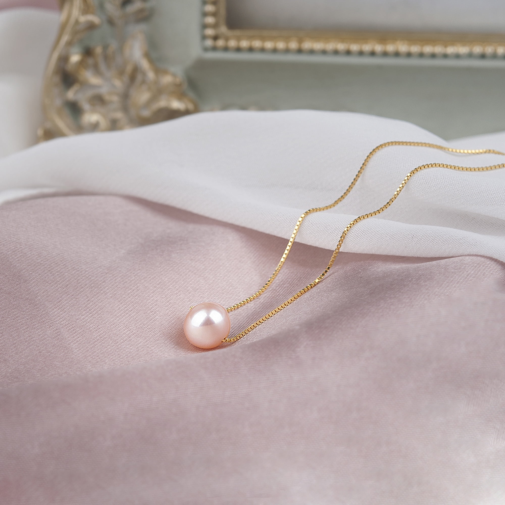 Anavia Girlfriend Necklace Mother's Day Gift, 925 Sterling Silver Necklace for Girlfriend from Boyfriend Mother's Day-[Pink Pearl + Gold Chain]