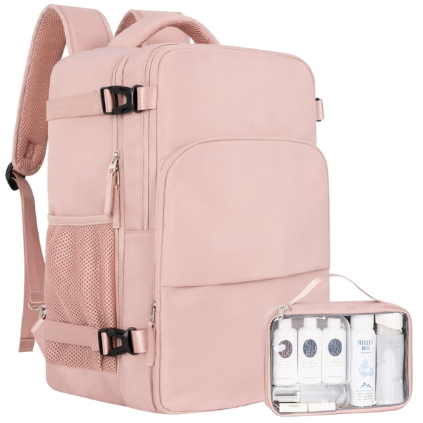 Mochila de viaje Sinaliy Carry on impermeable para portátil de 17,3", rosa