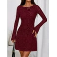 thumbnail image 4 of PRETTYGARDEN Women's Fall Fashion Floral Long Sleeve Mini Dress Mesh Bodycon Short Party Date Night Going Out Dresses, 4 of 10