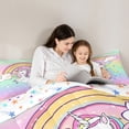 thumbnail image 5 of Feelyou Magic Unicorn Animal Full Size Comforter Sets for Kids, Dreamy Sky Rainbow Bedding Comforter Set, Cartoon Glitter Stars Reversible Bedding Sets, Microfiber Bedroom Decor, 3 Pieces, 5 of 8