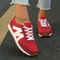 thumbnail image 4 of Rokment Women's Running Shoes Fashion Sneakers 2026 Spring Fall Suede Color Block Letter Graphic Memory Foam Casual Walking Tennis Flat for Woman Red Size 6.5, 4 of 6