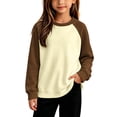 thumbnail image 5 of LIaqionyy Girls Fleece Sweatshirts Casual Loose Crew Neck Pullover Color Block Long Sleeve Tops Kids Comfortable Sweatshirt, 5 of 8
