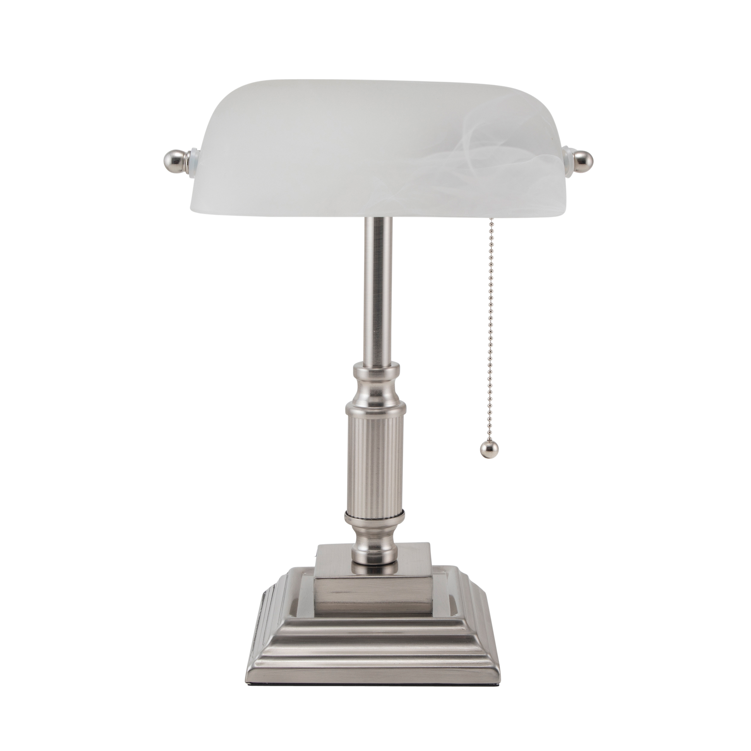 V-Light 14.8 inch Brushed Nickel LED Bankers Lamp with Frosted Shade