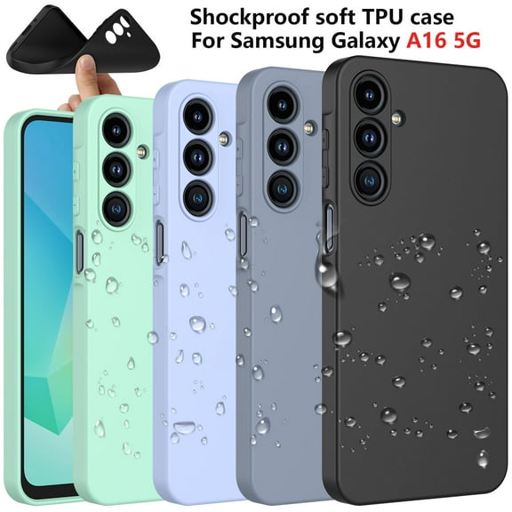 For Samsung Galaxy A16 5G Case Silicone Cover, Tekcoo Shockproof Rugged Soft Gel Rubber Ultra Slim Protective Cover Anti-Scratch Microfiber Lining Cute Phone Case for Galaxy A16 5G - Black