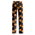 thumbnail image 4 of Womens Halloween Sleep Pants Relaxed Straight Leg Pajama Bottoms Full Length Casual Lounge Wear Elastic Waist No Drawstring Comfy Pjs for Home Black L, 4 of 5