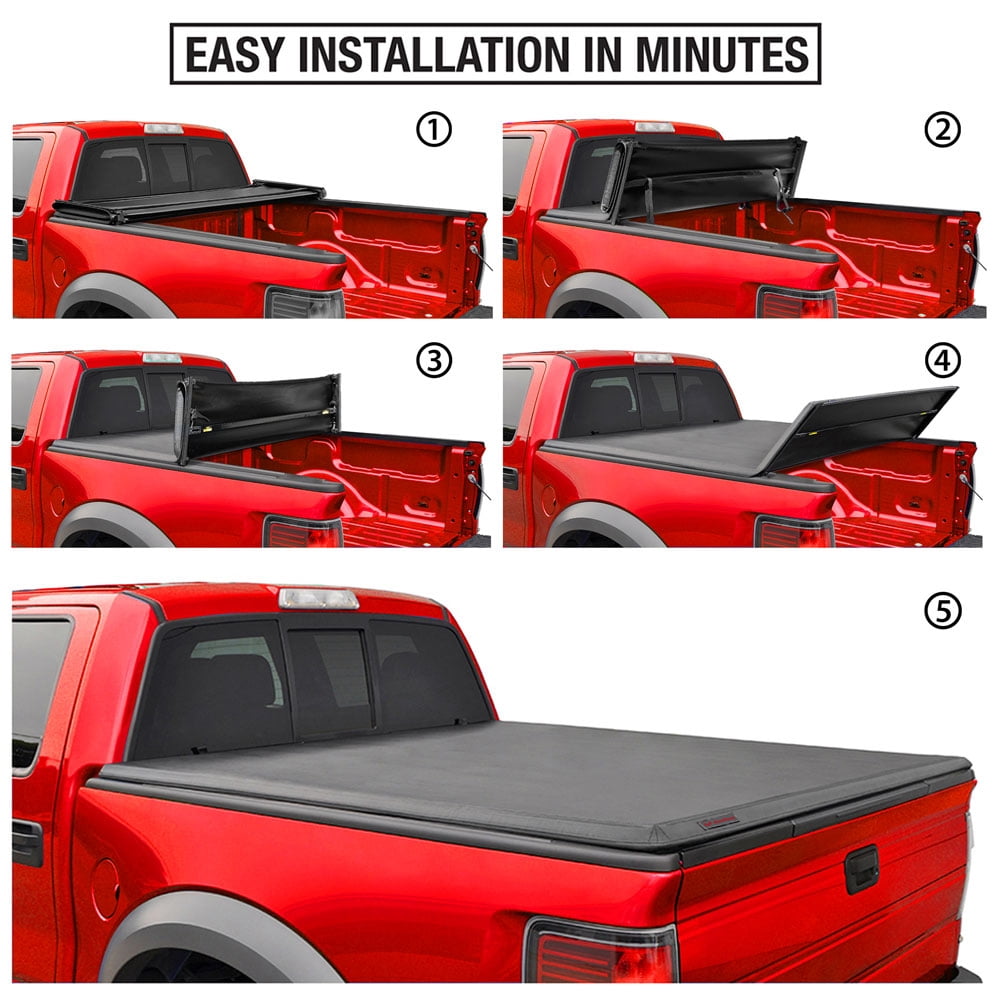 MaxMate Soft Quad-fold Truck Bed Tonneau Cover Compatible with 2002-2018 Dodge Ram 1500; 2003-2026 2500 3500; 2019-2024 Classic | 6'4" (76") Bed | TCD484011