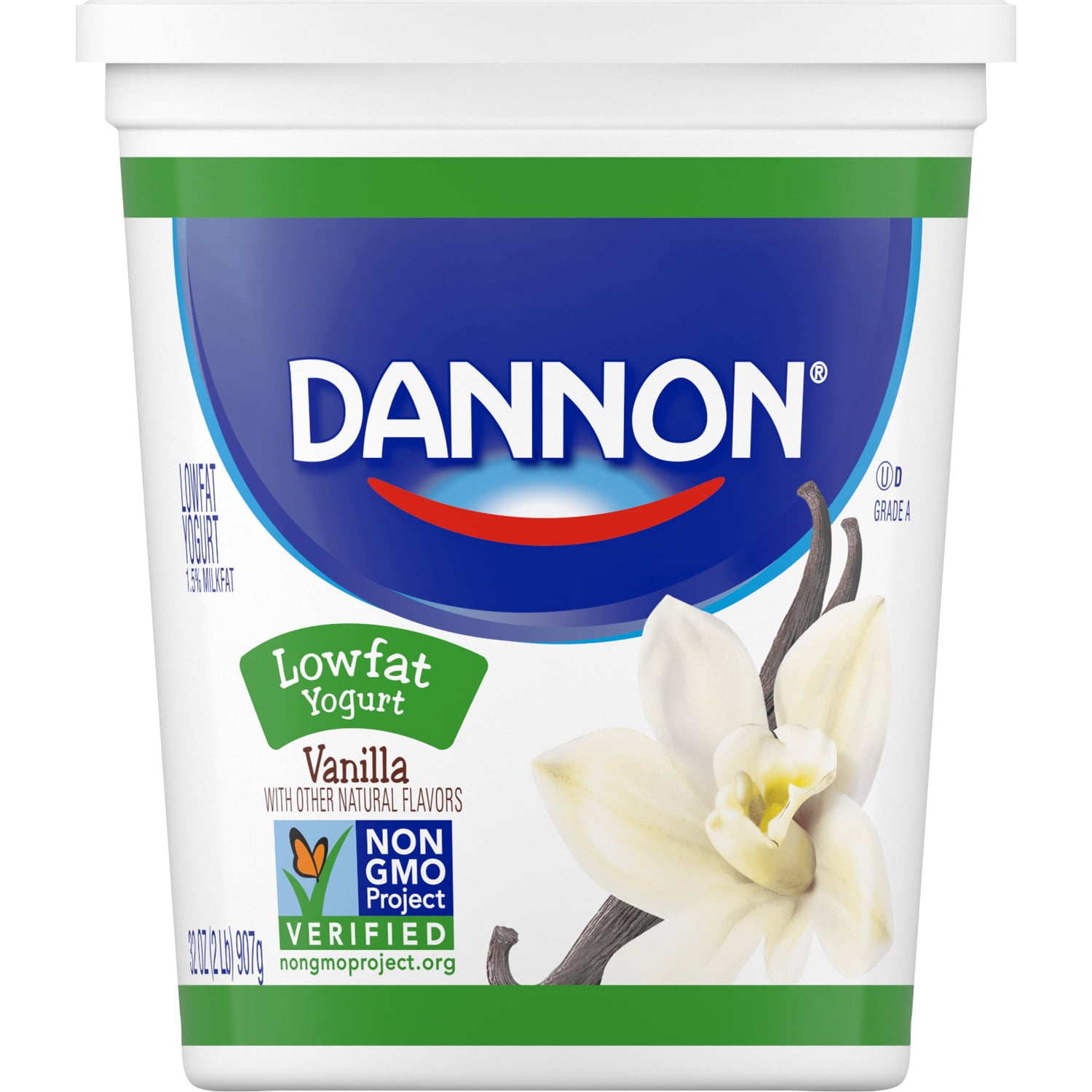 Dannon Lowfat NonGMO Project Verified Vanilla Yogurt, 32 Oz. Walmart