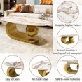 thumbnail image 6 of Coffee Tables Modern Oval Coffee Table for Living Room, Marble Pattern Sintered Stone Coffee Tabletop with Gold Stainless Steel Base in 47.2",Wooden Coffee Tables, 6 of 20