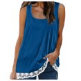 thumbnail image 1 of Gibobby Mujeres Tank Tops Lace Patchwork Travel Pullover Blusas(Azul,M), 1 of 5