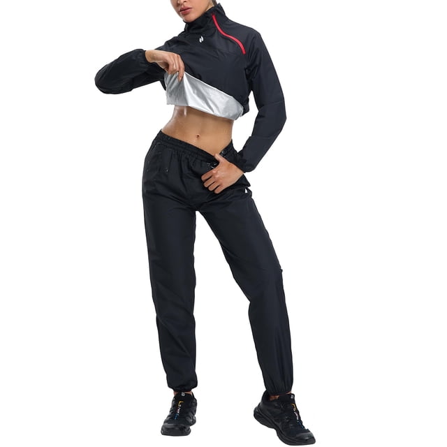 Chaqueta deportiva Sauna Suit HOTSUIT para mujer, color negro, talla L