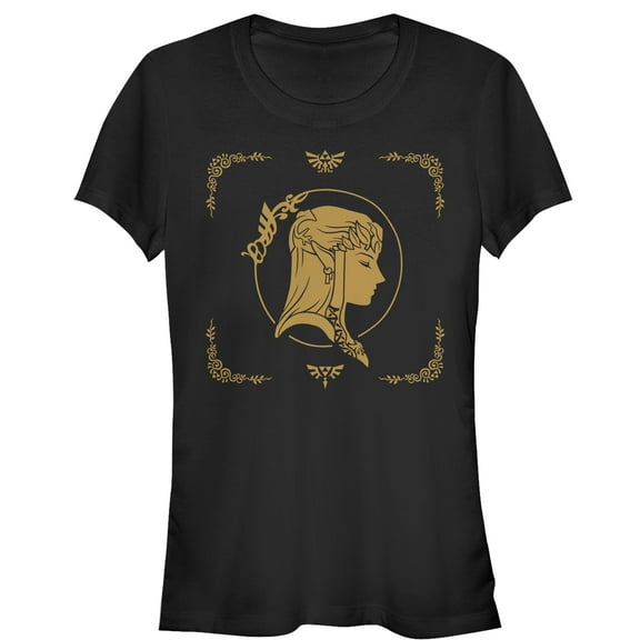 Junior's Nintendo Legend of Zelda Princess Ornate Portrait Graphic Tee Black Large
