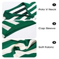 thumbnail image 5 of Cap Sleeve Women Stripe Print V Neck Mini Polo Dress with Pocket, 5 of 6