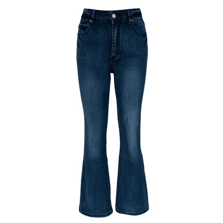 Pants for Women Street Retro Stretch Skinny Fit Flare Jeans Comfortable Bootcut Ladies Dress Slacks for Women Navy S