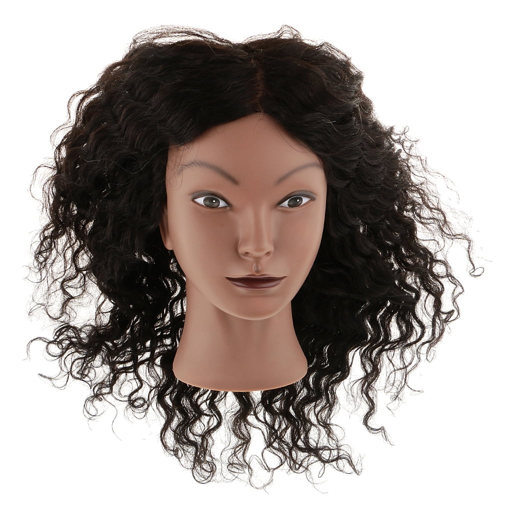 Dualoai Afro Mannequin Head African American with Human Hair Hairdresser Training
