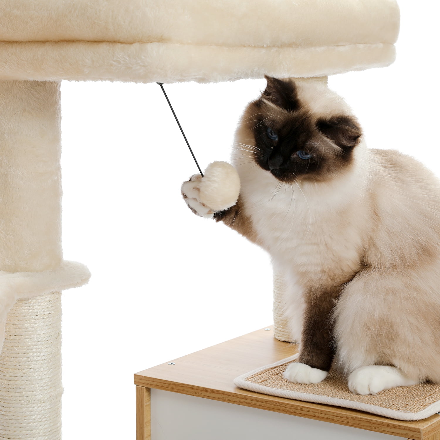 Pefilos 51" Wooden Cat Trees Towers for Large Cats with Cat Scratching Post and Removable Soft Perches Modern Cat Condo for Indoor, Beige Pefilos 51" Wooden Cat Trees Towers for Large Cats with Cat Scratching Post and Removable Soft Perches Modern Cat Condo for Indoor, Beige