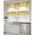 thumbnail image 4 of Yellow Eucalyptus Leaves Kitchen Curtain and Valance Set 3 Pieces,Rod Pocket Short Tier Curtains 24 Inch Length,Spring Floral Summer Botanical Swag Topper Small Window Treatment for Cafe Bathroom, 4 of 6