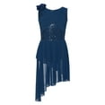 thumbnail image 3 of Miutii Kids Girls Sequins Lyrical Dance Dress Irregular Tulle Skirt Leotard Modern Latin Dance Costume Navy Blue 12, 3 of 7