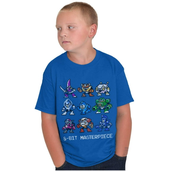 Mega Man Characters 8-bit Masterpiece Crewneck T Shirts Boy Girl Teen Brisco Brands L