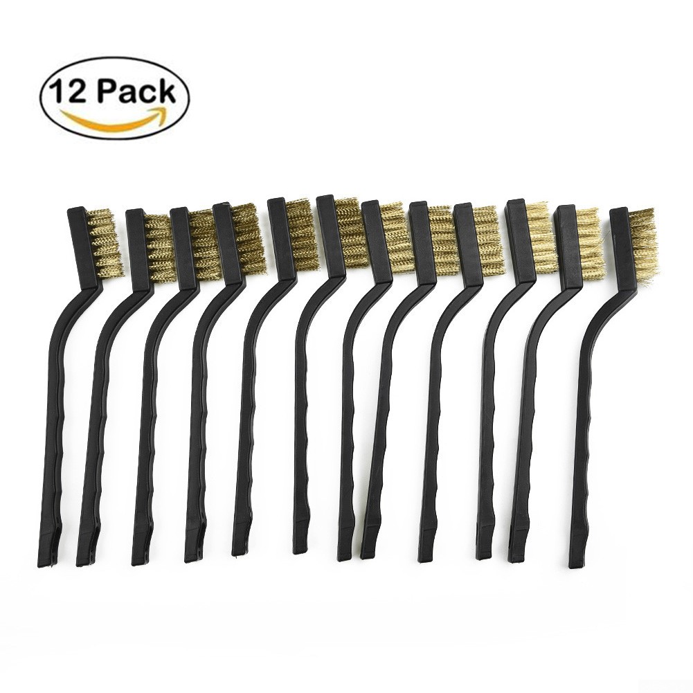 12× Wire Brush Mini Micro Small Steel Brass DIY Paint Rust Metal Remover Removal
