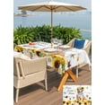 thumbnail image 5 of Outdoor Tablecloth with Umbrella Hole for Patio/Picnic/Party/Camping, Sunflowers Dog Waterproof Table Cloth Rectangle Table Cover Washable, Spring Watercolor Floral Stars Wood Grain (52"x 70"), 5 of 8