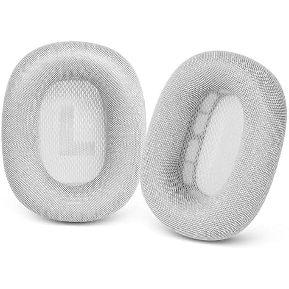 Gvoears Upgraded Ear Cushions Replacement Earpads for Apple AirPods Max Headphones, Mesh Fabric Ear Pads Cover with Memory Foam and Magnet for AirPods Max (Silver)