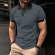 thumbnail image 3 of Camisa de manga corta con solapa y botones para hombre - Camisa deportiva de color liso S-XXXL, 3 of 8