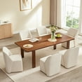 thumbnail image 2 of Spruce & Spring Rolling Upholstered Dining Chair with Smooth Hidden Casters Set of 2, Linen, 2 of 15