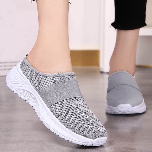 YOUYEDIAN Chaussures Orthopédiques Décontractées pour Femmes Soutien de Voûte Antidérapantes à Enfiler Chaussures de Course Largeur Grand Maille Extensible Chaussures de Randonnée Confort 2026 Nouvelles Chaussures en Mousse (Gris)